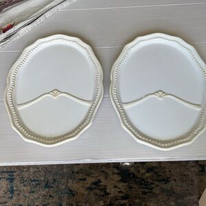 Pavilion a Princess House Exclusive -Elegant Cream Serving Platter - set of 2